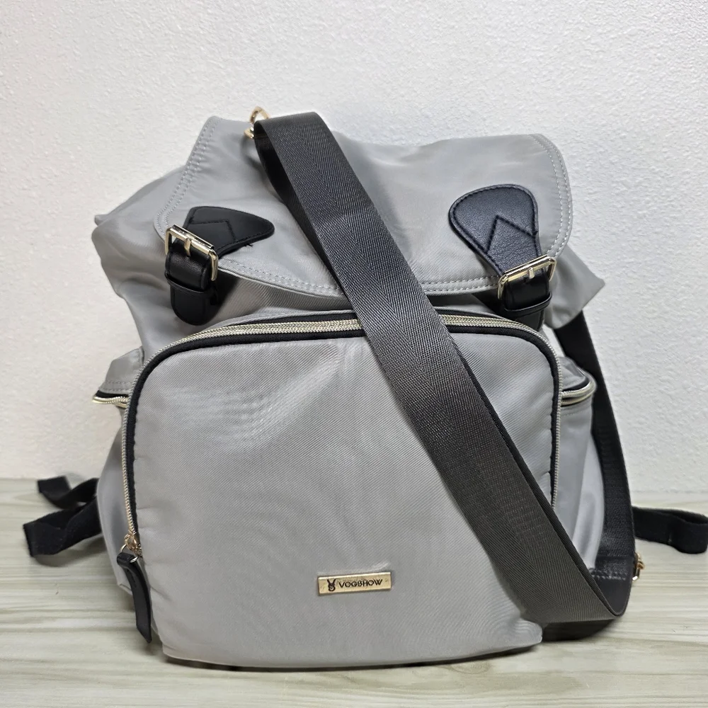 VOGSHOW Gray Stylish Travel Baby Bag, Backpack